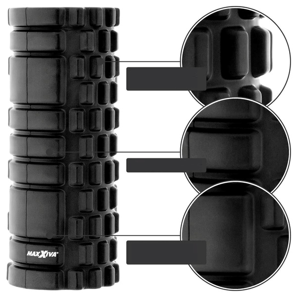 MAXXIVA CZARNY WAŁEK ROLKA DO MASAŻU 33x14 CM ROLLER FITNESS