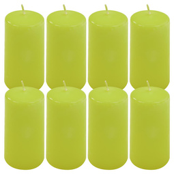 ŚWIECE STOŁOWE ZIELONE 8SZT 10x5CM DEKORACYJNE ŚWIECZKI WALCOWE TRADYCYJNE