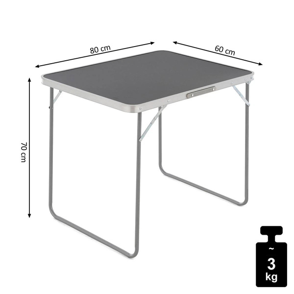 LEKKI STOLIK KEMPINGOWY SKŁADANY 80×60×70 CM Z UCHWYTEM