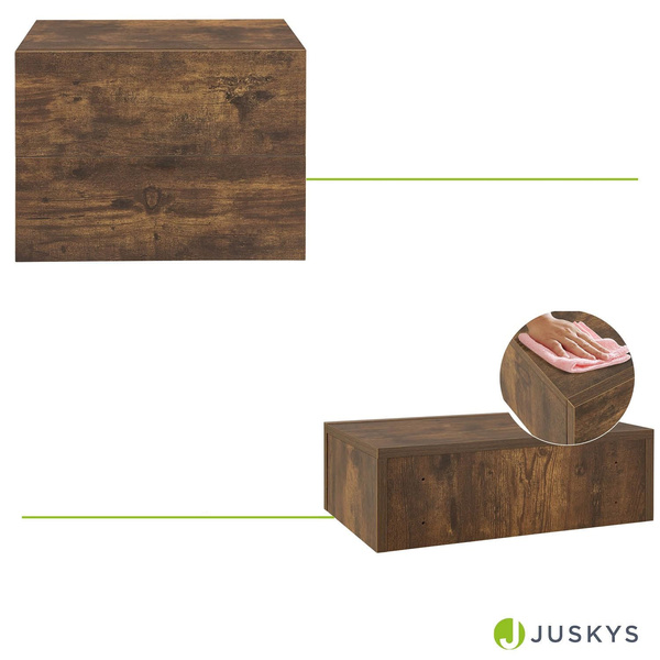 ZESTAW 2 SZAFEK NOCNYCH WISZĄCYCH Z SZUFLADĄ 46x30x15 CM DREWNOPODOBNY 