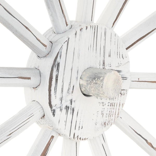 DREWNIANE KOŁO DEKORACYJNE WHITEWASH 90 CM VINTAGE DEKORACJA WESTERN