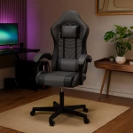 FOTEL GAMINGOWY BIUROWY KUBEŁKOWY GRACZA OBROTOWY HYPERSEAT SZARY CZARNY