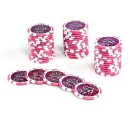 50x ŻETONY LASEROWE 12G WARTOŚĆ 5000 DO POKERA RDZEŃ METAL CHIPS OCEAN PINK