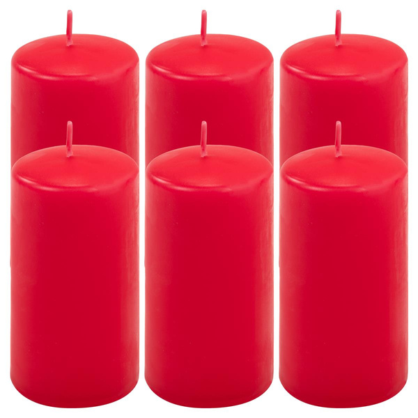 ŚWIECE STOŁOWE CZERWONE 6SZT 11,5x6CM ŚWIECZKI WALCOWE TRADYCYJNE KOLUMNOWE