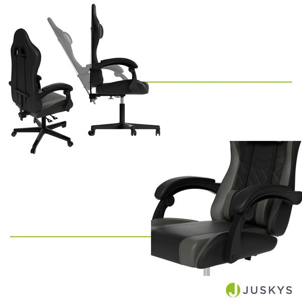 FOTEL GAMINGOWY BIUROWY KUBEŁKOWY GRACZA OBROTOWY HYPERSEAT CZARNY SZARY