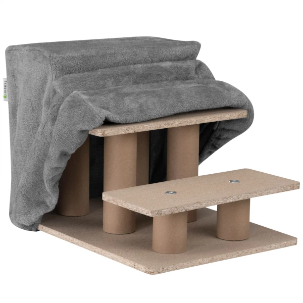 SCHODKI DLA PSA KOTA ZWIERZĄT SCHODY TIMMY 36 CM 3 STOPNIE SZARE PLUSZOWE