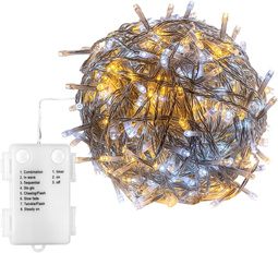 LAMPKI CHOINKOWE 100 DIOD LED NA BATERIE KOLOR CIEPŁY + ZIMNY DWUKOLOROWE