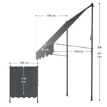 MARKIZA 150x120 CM ROZPOROWA BALKONOWA TELESKOPOWA TARASOWA ROLETA ANTRACYT