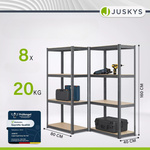 2x REGAŁ METALOWY MAGAZYNOWY 160x80x40CM 640KG PIWNICA WARSZTAT GARAŻ SZARY
