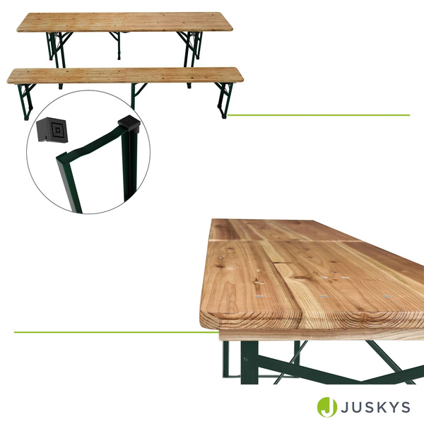 ZESTAW PIWNY STÓŁ 220CM + 2 ŁAWKI SKŁADANE OGRÓD FESTYN BIESIADA CATERING