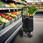 WÓZEK 3w1 NA ZAKUPY ZAKUPOWY 56 L TORBA NA KÓŁKACH SKŁADANY LEKKI CZARNY