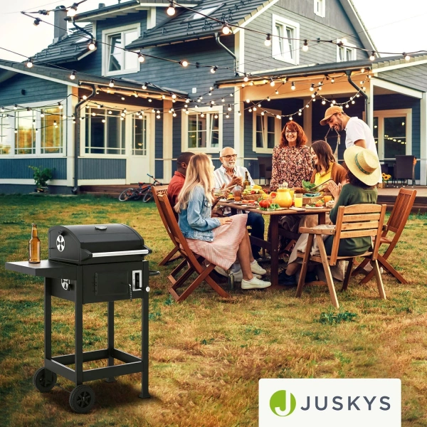 GRILL WĘGLOWY BBQ Z TERMOMETREM RUSZTEM POKRYWĄ I POKROWCEM MISSOURI 86CM