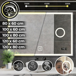  LUSTRO 100x80 CM ŁAZIENKOWE Z GŁOŚNIKIEM OŚWIELTENIEM LED  ZEGAREM 