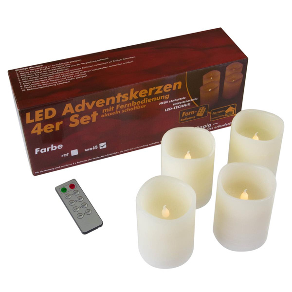4x ŚWIECE LED Z PRAWDZIWEGO WOSKU ŚWIECZKI BEZPŁOMIENIOWE NA BATERIE +PILOT