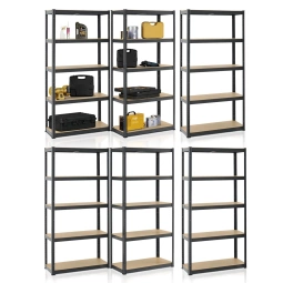 6x REGAŁ MAGAZYNOWY 180x90x40CM 5250KG SZARY METALOWY PÓŁKI GARAŻ PIWNICA