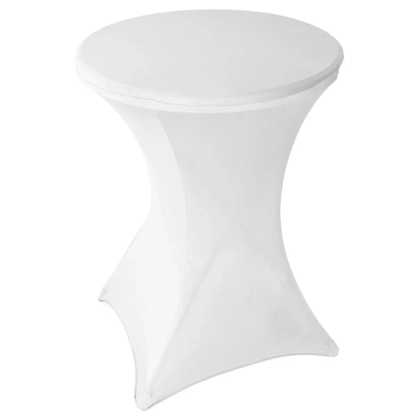 POKROWIEC ELASTYCZNY STRETCH NA STÓŁ BAROWY KOKTAJLOWY Ø80 CM 110 CM BIAŁY 