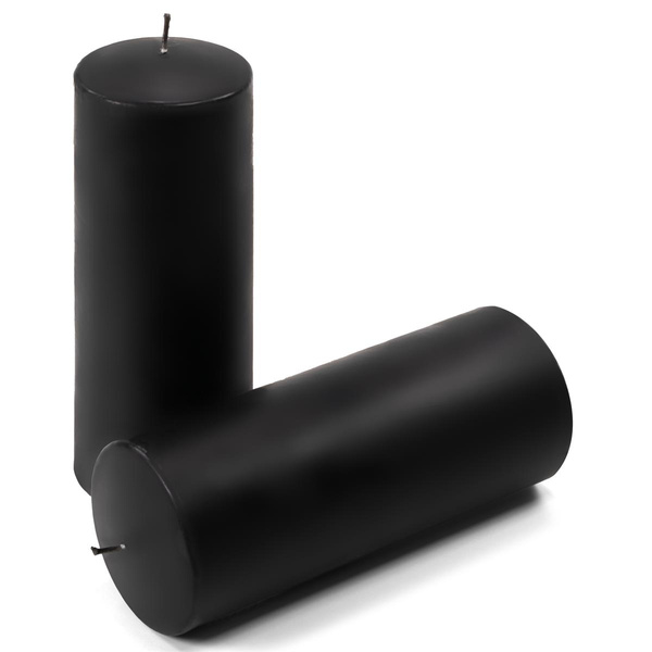 ŚWIECE STOŁOWE CZARNE 2 SZT 20x7,5CM ŚWIECZKI WALCOWE TRADYCYJNE KOLUMNOWE
