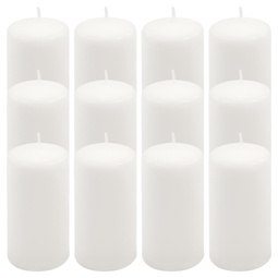 ŚWIECE STOŁOWE BIAŁE 12 SZT 11,5x6 CM ŚWIECZKI WALCOWE TRADYCYJNE KOLUMNOWE