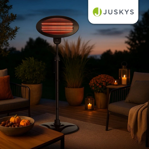 PROMIENNIK ELEKTRYCZNY 2000W TARASOWY CZARNY GRZEJNIK STOJĄCY 3 TRYBY