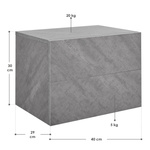 WISZĄCA SZAFKA NOCNA 2 SZUFLADY 40x29x30 CM SZARY DEKOR BETONU INDUSTRIALNA