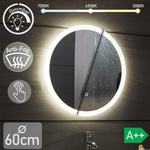  LUSTRO OKRĄGŁE 60 CM ŁAZIENKOWE BEZRAMKOWE Z OŚWIELTENIEM LED I ANTI-FOG