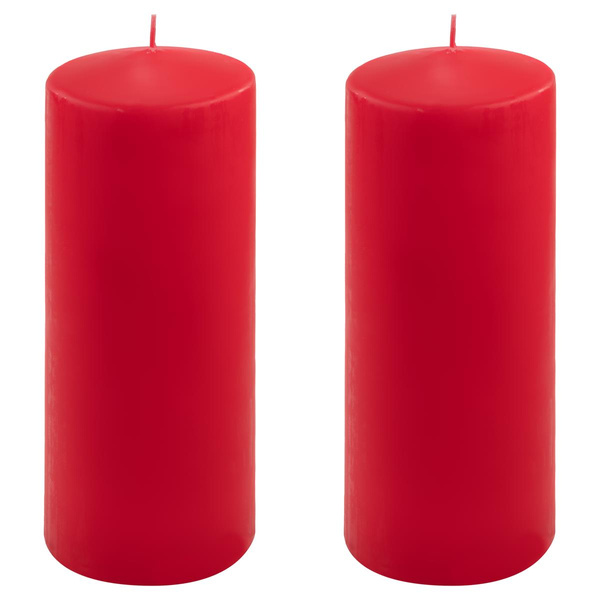 ŚWIECE STOŁOWE CZERWONE 2 SZT 25x10CM ŚWIECZKI WALCOWE TRADYCYJNE KOLUMNOWE