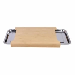 DESKA DO KROJENIA BAMBUS Z DWOMA NACZYNIAMI MISAMI ALUMINIOWYMI 40X29 CM