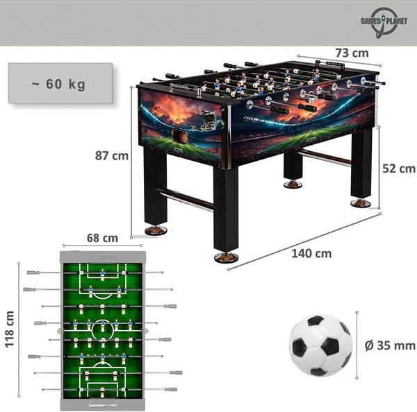 STÓŁ PIŁKARSKI PIŁKARZYKI DO GRY MODEL LEEDS 60KG STADION TRAMBAMBULA