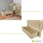 ŁÓŻKO DZIECIECE DOMEK YARI 90x200 CM SZUFLADA BIURKO DLA DZIECKA NATURALNE