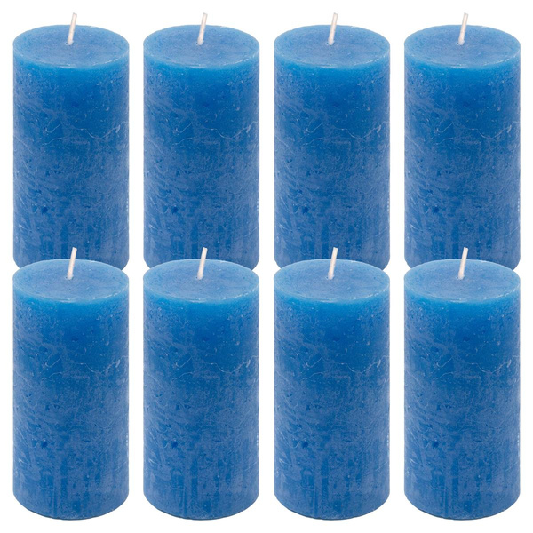 ŚWIECE STOŁOWE NIEBIESKIE RUSTYKALNE 8 SZT 5x10 CM ŚWIECZKI KOLUMNOWE