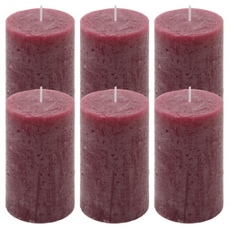 ŚWIECE STOŁOWE BORDOWE RUSTYKALNE 6 SZT 6,8x11,5 CM ŚWIECZKI KOLUMNOWE