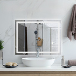  LUSTRO 80x60 CM ŁAZIENKOWE WISZĄCE ŚCIENNE Z OŚWIELTENIEM LED + ANTI-FOG