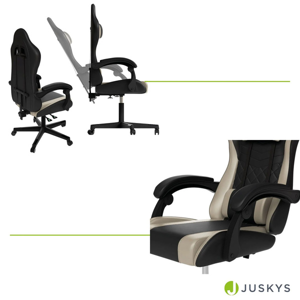 FOTEL GAMINGOWY BIUROWY KUBEŁKOWY GRACZA OBROTOWY HYPERSEAT CZARNY BEŻOWY