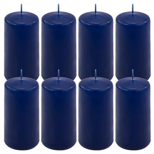 ŚWIECE STOŁOWE GRANATOWE 8 SZT 10x5 CM DEKOR ŚWIECZKI WALCOWE TRADYCYJNE