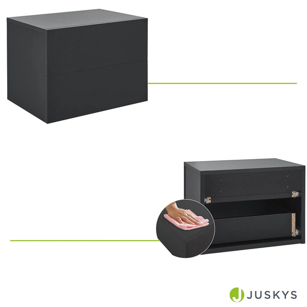 WISZĄCA SZAFKA NOCNA 2 SZUFLADY 40x29x30 CM CZARNY MAT NOWOCZESNA
