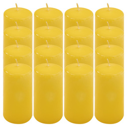 ŚWIECE STOŁOWE ZÓŁTE 16 SZT 10x5 CM DEKORACYJNE ŚWIECZKI WALCOWE TRADYCYJNE