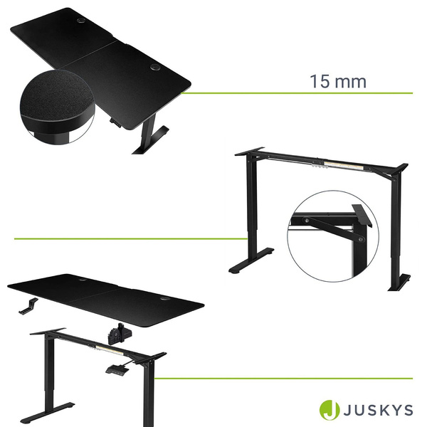 BIURKO ELEKTRYCZNE 140x60 REGULOWANE CZARNE Z REGULACJĄ WYSOKOŚCI PAMIĘCIĄ