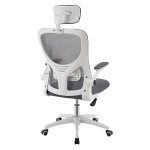 ERGONOMICZNY FOTEL BIUROWY GAMINGOWY OBROTOWY ODDYCHAJĄCY SZARY BIAŁY