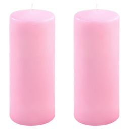 ŚWIECE STOŁOWE RÓŻOWE 2 SZT 20x7,5CM ŚWIECZKI WALCOWE TRADYCYJNE KOLUMNOWE