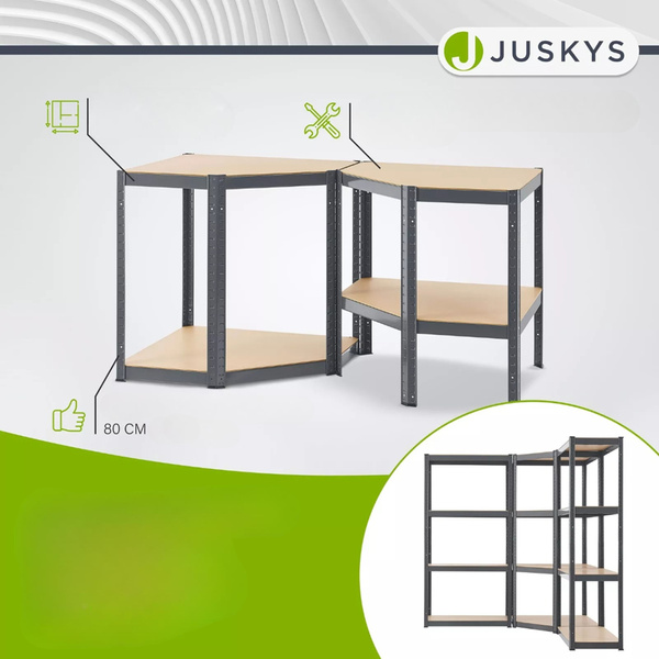 3x ZESTAW REGAŁ METALOWY MAGAZYNOWY 160x80x40 PIWNICA WARSZTAT GARAŻ SZARY