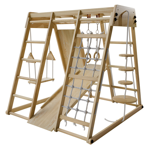 PLAC ZABAW DLA DZIECI DO DOMU DOMOWY DZIECIĘCY DREWNIANY + HUŚTAWKA ŚCIANKA