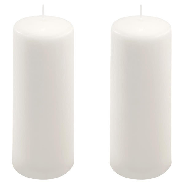 ŚWIECE STOŁOWE BIAŁE 2 SZT 20x7,5CM ŚWIECZKI WALCOWE TRADYCYJNE KOLUMNOWE