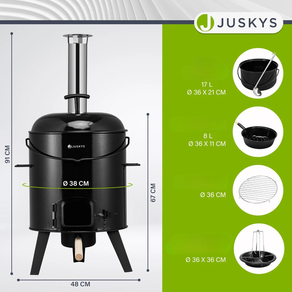 GRILL KOCIOŁEK MYŚLIWSKI EMALIOWANY PIECYK GARNEK  NA GULASZ 17L + 8L 