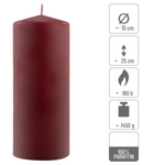 ŚWIECE STOŁOWE BORDOWE 6 SZT 25x10 CM ŚWIECZKI WALCOWE TRADYCYJNE KOLUMNOWE