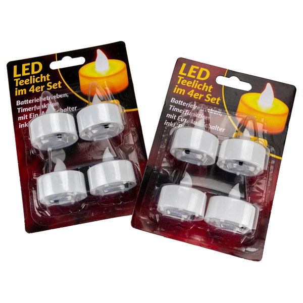 8x ŚWIECZKI LED TEALIGHT BIAŁE BEZPŁOMIENIOWE NA BATERIE + TIMER 6/18H