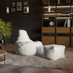 FOTEL RELAKSACYJNY TELEWIZYJNY WYPOCZYNKOWY GAMINGOWY Z PUFĄ BEŻOWY XL