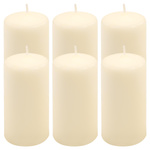 ŚWIECE STOŁOWE KREMOWE 6 SZT 11,5x6CM ŚWIECZKI WALCOWE TRADYCYJNE KOLUMNOWE