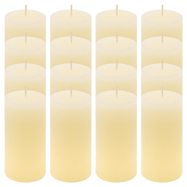 ŚWIECE STOŁOWE KREMOWE RUSTYKALNE 16 SZT 5x10 CM ŚWIECZKI WALCOWE KOLUMNOWE