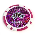 50x ŻETONY LASEROWE 12G WARTOŚĆ 5000 DO POKERA RDZEŃ METAL CHIPS OCEAN PINK