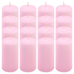ŚWIECE STOŁOWE RÓŻOWE 16SZT 10x5CM DEKORACYJNE ŚWIECZKI WALCOWE TRADYCYJNE